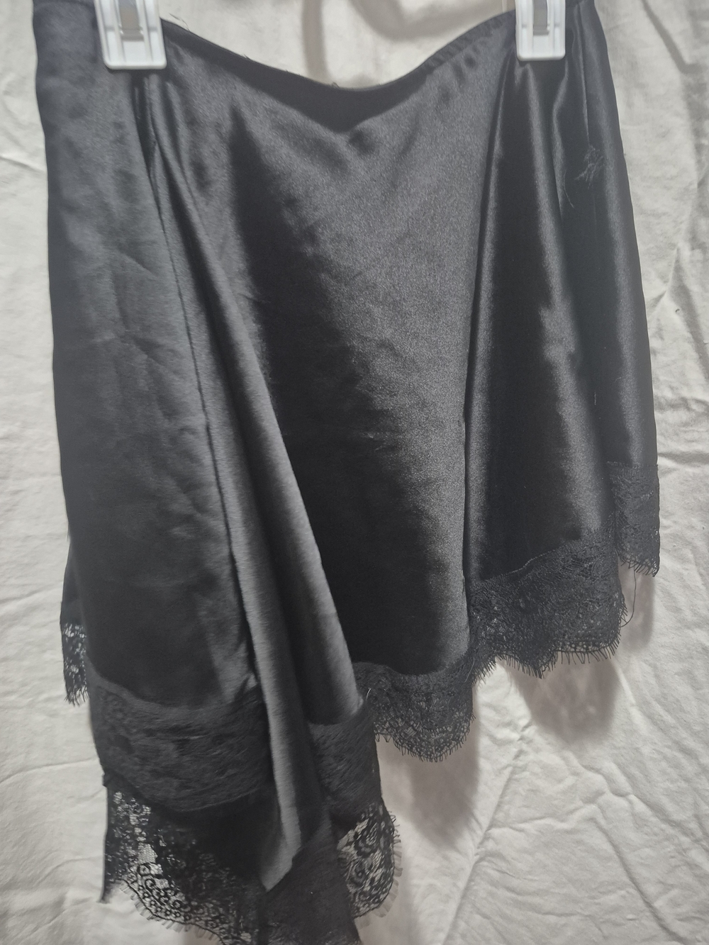 Forever 21 Black Satin Lace Trim Slip